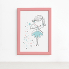 Quadro para Quarto Fada Turquesa Moldura Rosa 22x32cm