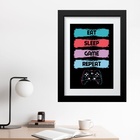 Quadro Para Quarto Gamer - 60x48cm Moldura:madeira Branca