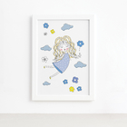 Quadro para Quarto Menina e Flores Verdes Moldura Branca 22x32