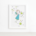 Quadro para Quarto Menina Flores Turquesa Moldura Branca 22x32