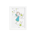 Quadro para Quarto Menina Flores Turquesa Moldura Branca 22x32