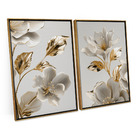 Quadro Para Sala Decorativo Flores E Folhas Moderno Para Escr