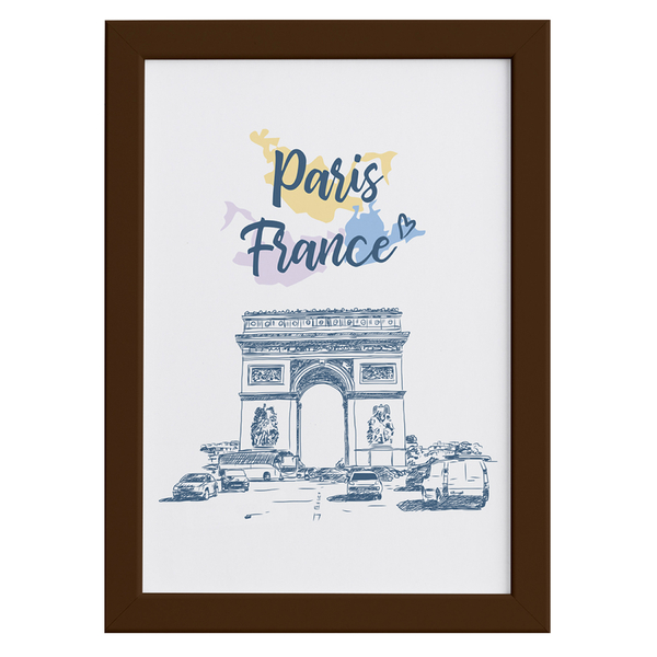 Quadro Paris Arco Triunfo França Moldura Marrom 33x43