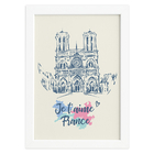 Quadro Paris Notre Dame Moldura Branca 33x43cm