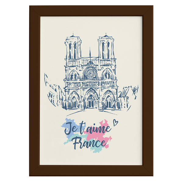 Quadro Paris Notre Dame Moldura Marrom 33x43cm