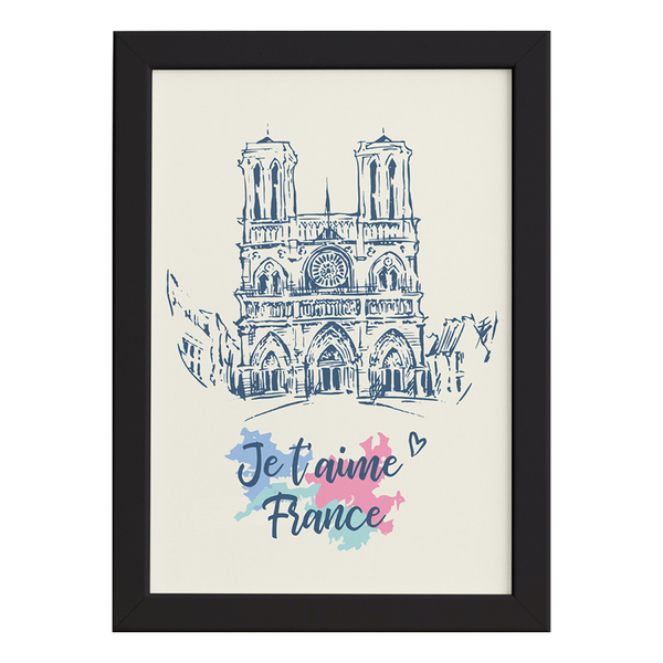 Quadro Paris Notre Dame Moldura Preta 22x32cm