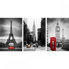 Quadro Paris, Nova York E Londres - Kit 3 Telas