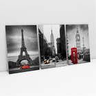 Quadro Paris, Nova York E Londres - Kit 3 Telas