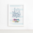 Quadro Paris Torre Eiffel Bonjour Moldura Branca 22x32