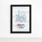 Quadro Paris Torre Eiffel Bonjour Moldura Preta 22x32