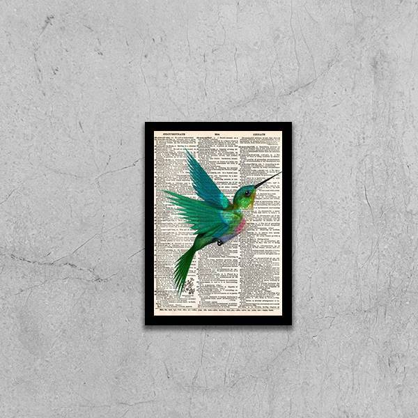 Quadro Passarinho Beija Flor 45x34cm - Com Vidro Moldura:made