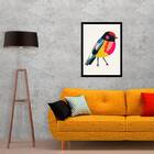 Quadro Passarinho Colorido 33x24cm - Com Vidro Moldura:madeir