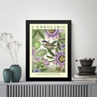 Quadro Passarinho Com Flores Lilás 45x34cm - Com Vidro Moldur