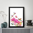 Quadro Pássaros Beija-flores 33x24cm Moldura Branca