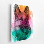 Quadro Pastor Alemão Cachorro Tinta Aquarela Canvas 20x30cm