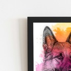 Quadro Pastor Alemão Cachorro Tinta Aquarela Moldura 60x40cm