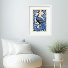 Quadro Pavão Azul - 60x48cm Moldura Branca