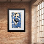 Quadro Pavão Azul - 60x48cm Moldura Branca
