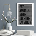 Quadro Paz Amor E Meus Direitos Em Vigor 24x18cm Moldura Bran