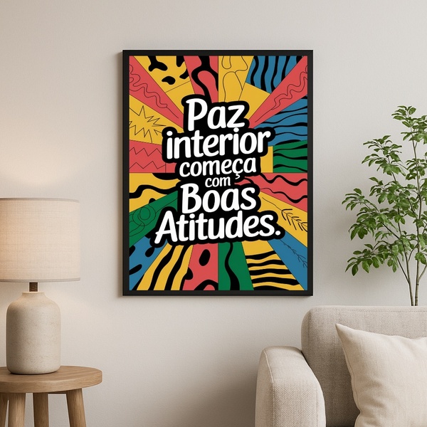 Quadro Paz Interior Começa Com Boas Atitudes 45x34cm - Com Vi