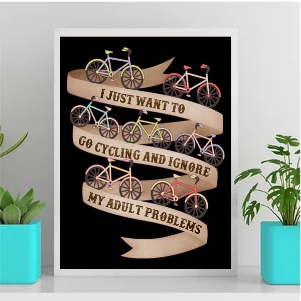 Quadro Pedalar Para Esquecer Os Problemas 33x24cm Moldura:mad