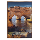 Quadro Pedras e Mar Marrom com Vidro 150x100cm Arte Própria