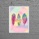 Quadro Penas Find Your Hapiness 45x34cm Moldura:madeira Branca