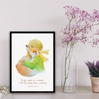 Quadro Pequeno Príncipe Com Raposa Aquarela 33x24cm - Com Vid