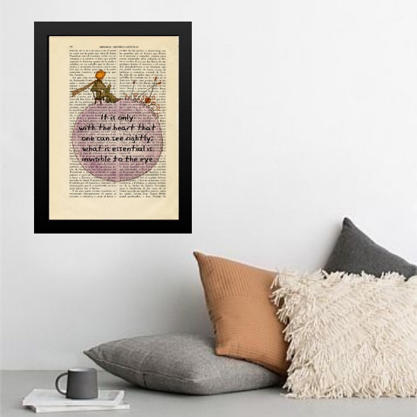 Quadro Pequeno Príncipe Planeta 33x24cm Moldura:madeira Branca