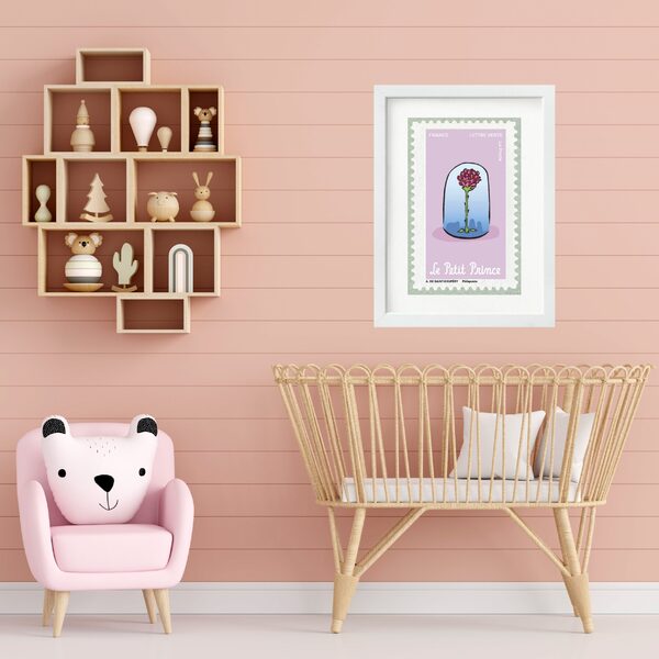 Quadro Pequeno Príncipe Rosa Selo - 60x48cm Moldura Preta