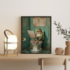 Quadro Perereca No Banheiro Lendo Jornal 33x24cm Moldura:made