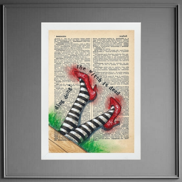 Quadro Pernas Dorothy - Mágico Oz 33x24cm - Com Vidro Moldura