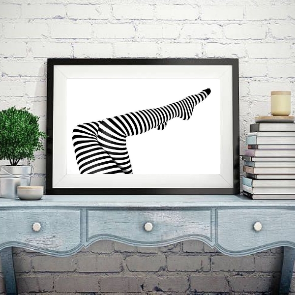 Quadro Pernas Meia Calça Listrada - 60x48cm Moldura:madeira P