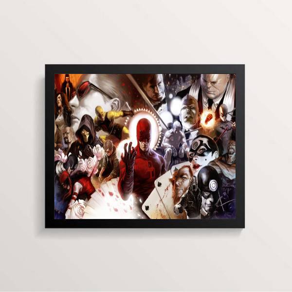 Quadro Personagens Filme Demolidor 33x24cm - Com Vidro Moldur