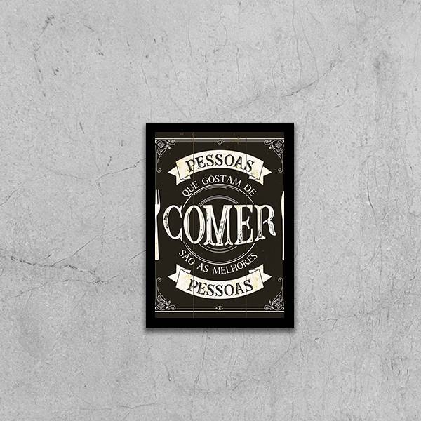 Quadro Pessoas Que Gostam De Comer 24x18cm Moldura:madeira Pr