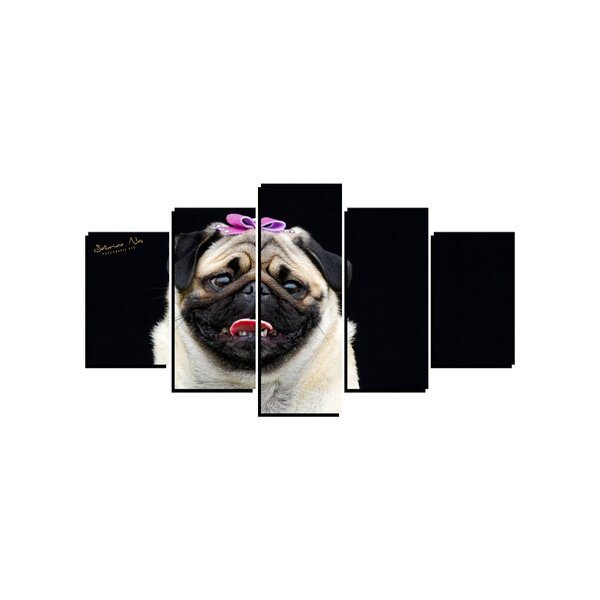 Quadro Pet De 5 Peças Estilo Mosaico Cachorro 28