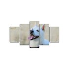 Quadro Pet De 5 Peças Estilo Mosaico Cachorro 35