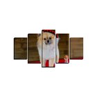 Quadro Pet De 5 Peças Estilo Mosaico Cachorro 55
