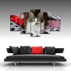 Quadro Pet De 5 Peças Estilo Mosaico Gatos 11