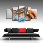Quadro Pet De 5 Peças Estilo Mosaico Gatos 29