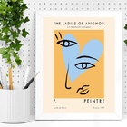 Quadro Picasso Coração Azul E Amarelo 24x18cm - Com Vidro Mol