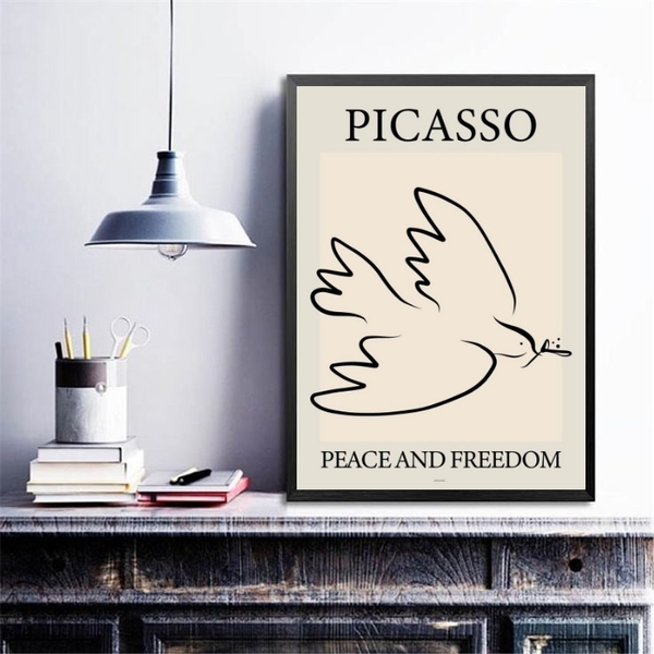 Quadro Picasso Pomba - Peace And Freedom 33x24cm - Com Vidro