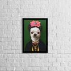 Quadro Pincher A La Frida 24x18cm - Com Vidro Moldura:madeira