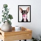 Quadro Pinscher Bubble Gum 24x18cm - Com Vidro Moldura Preta