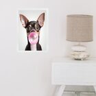 Quadro Pinscher Bubble Gum 45x34cm Moldura Branca