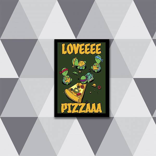Quadro Pizza Lovers 45x34cm - Com Vidro Moldura:madeira Branca
