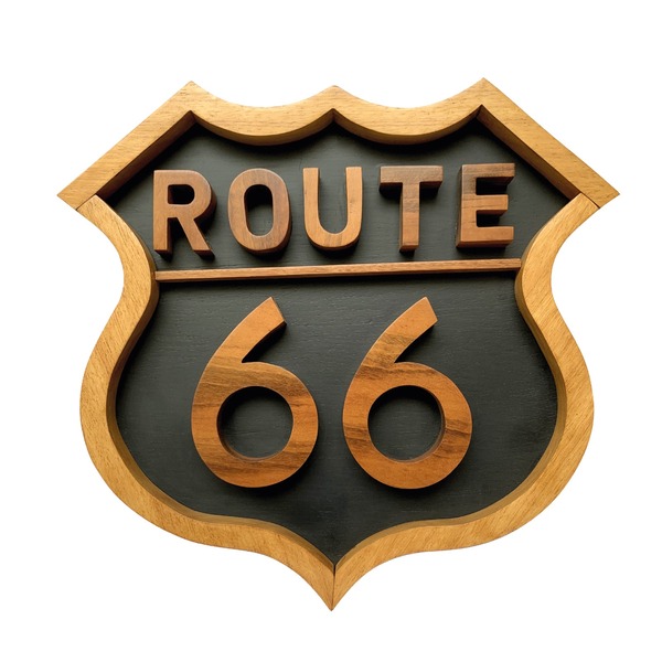 Quadro Placa Decorativa Vintage Rota 66 Artesanal Madeira Mac