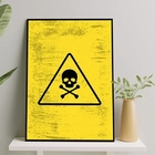 Quadro Placa Perigo Caveirinha 24x18cm - Com Vidro Moldura:ma