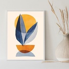 Quadro Planta Boho - Azul Royal 45x34cm Moldura Branca