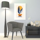 Quadro Planta Boho Azul Royal - 60x48cm Moldura Preta